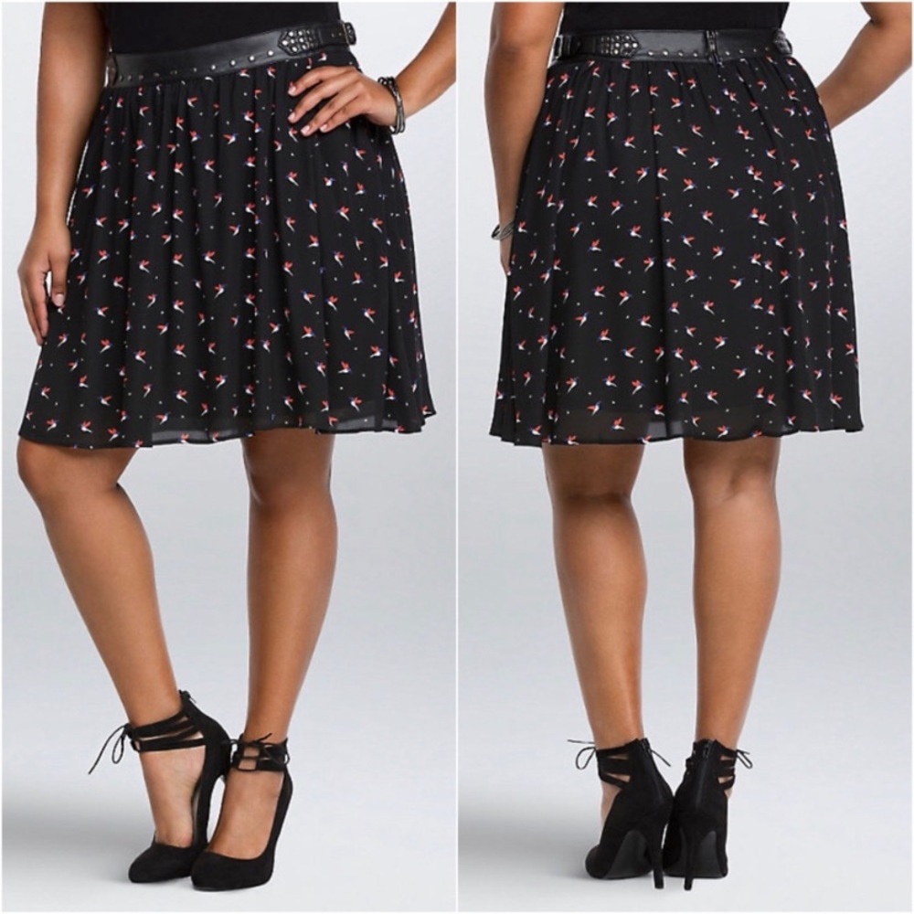Torrid Hummingbird Print Georgette Skater Skirt 16